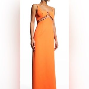 Orange formal dress with cut outs